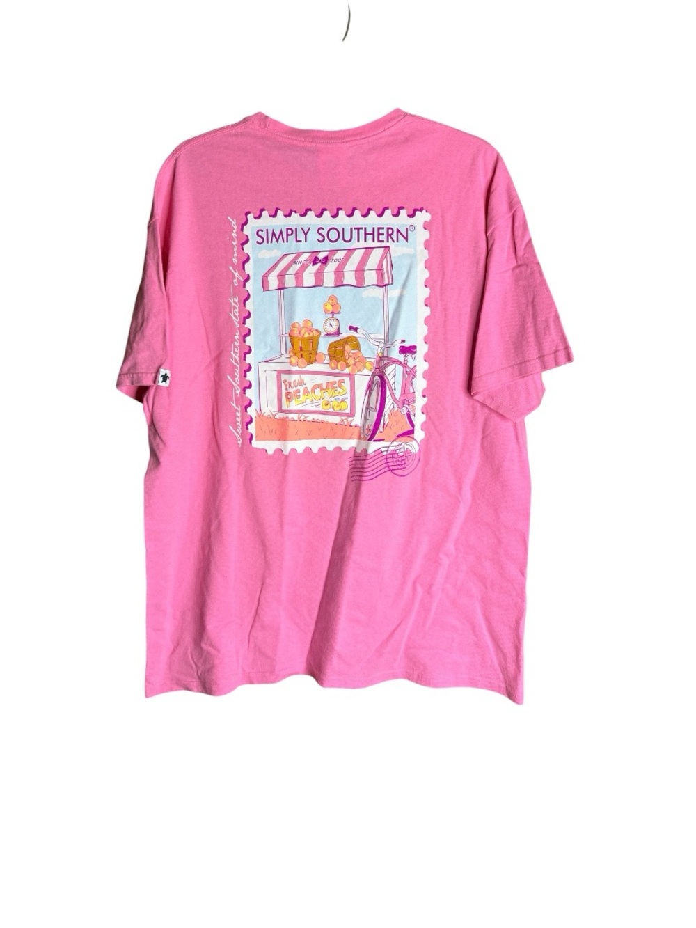 Simply Southern XL Pink Fresh Peaches Graphic T-Shirt Cotton Short Sleeve Tee